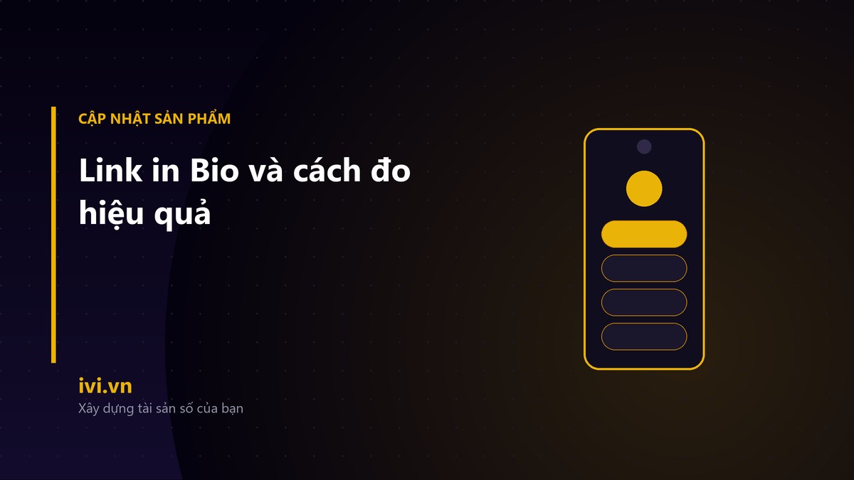 Trang link-in-bio trên điện thoại với chuỗi nút liên kết