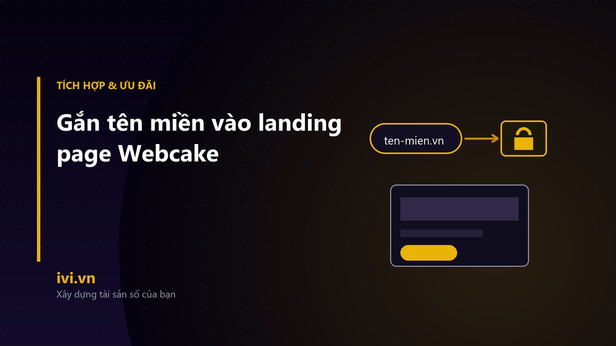 Tên miền riêng trỏ vào landing page Webcake, có chứng chỉ SSL