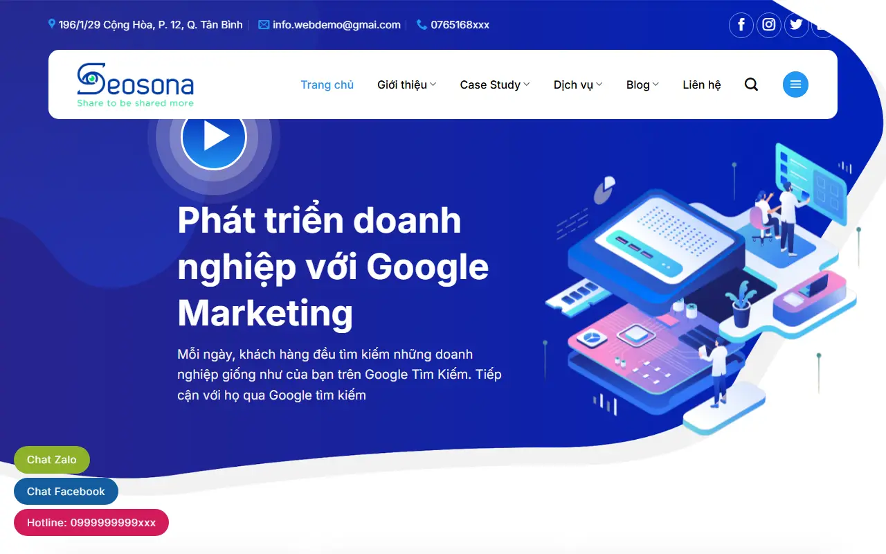 Ảnh trang chủ mẫu website marketing & quảng cáo agency2.ivi.vn