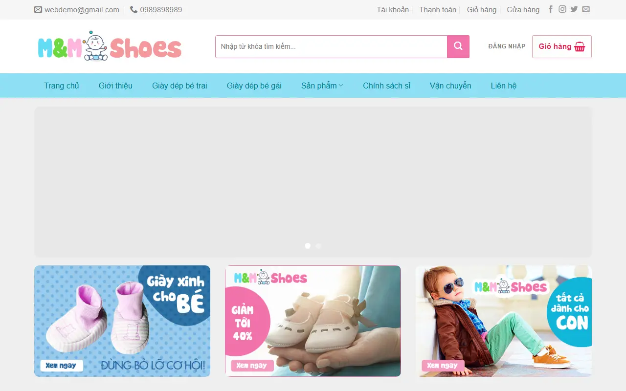 Mẫu website Mẹ và Bé – Đồ dùng cho mẹ và bé