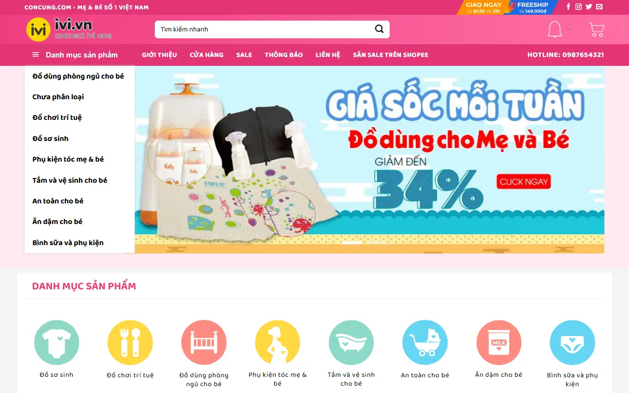 Mẫu website Bách Hóa 4 – Sản phẩm mẹ và bé chất lượng tại Việt Nam