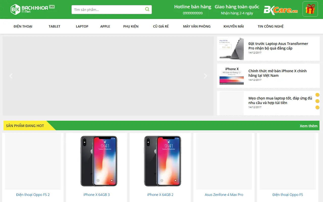 Mẫu website Cửa hàng tổng hợp – Bách Khoa Shop