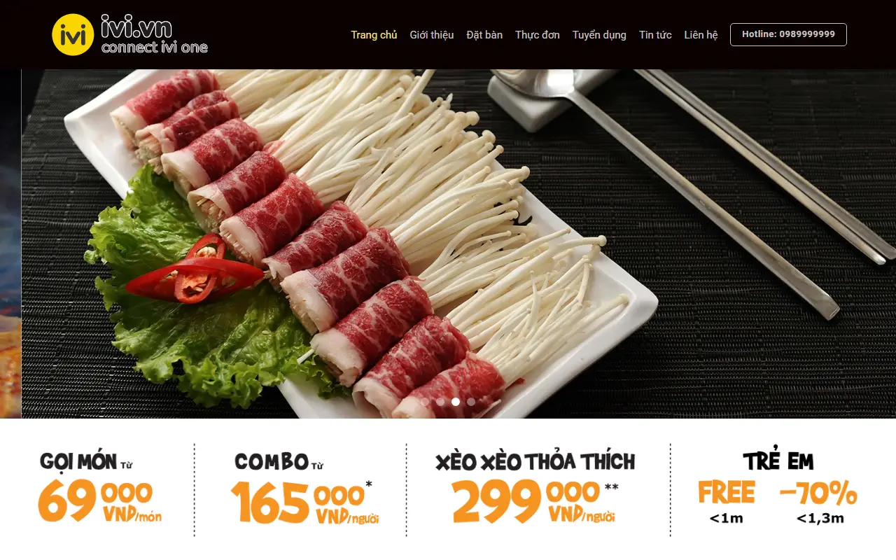 Ảnh trang chủ mẫu website nhà hàng & quán ăn bbq.ivi.vn