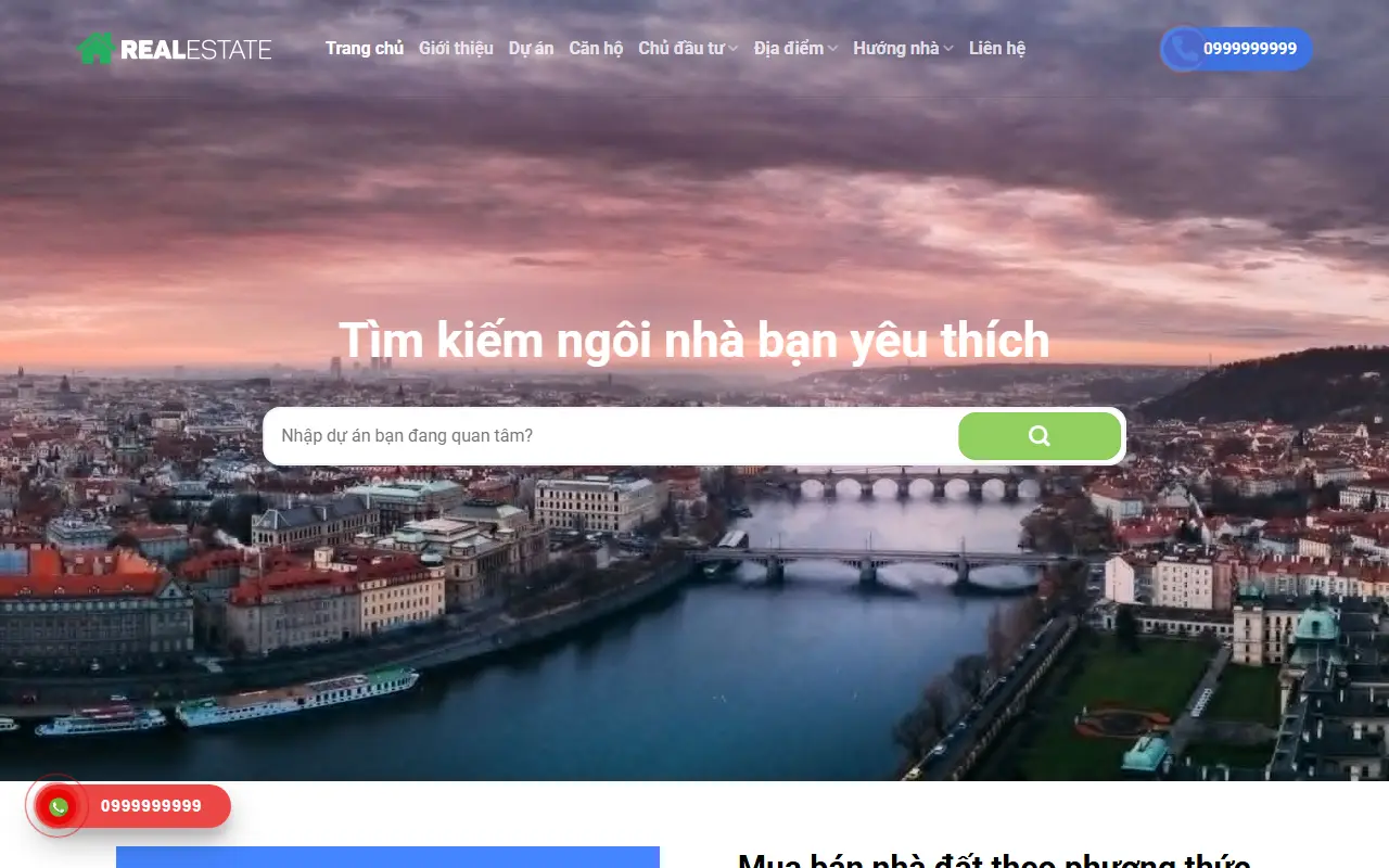 Ảnh trang chủ mẫu website bất động sản bds13.ivi.vn