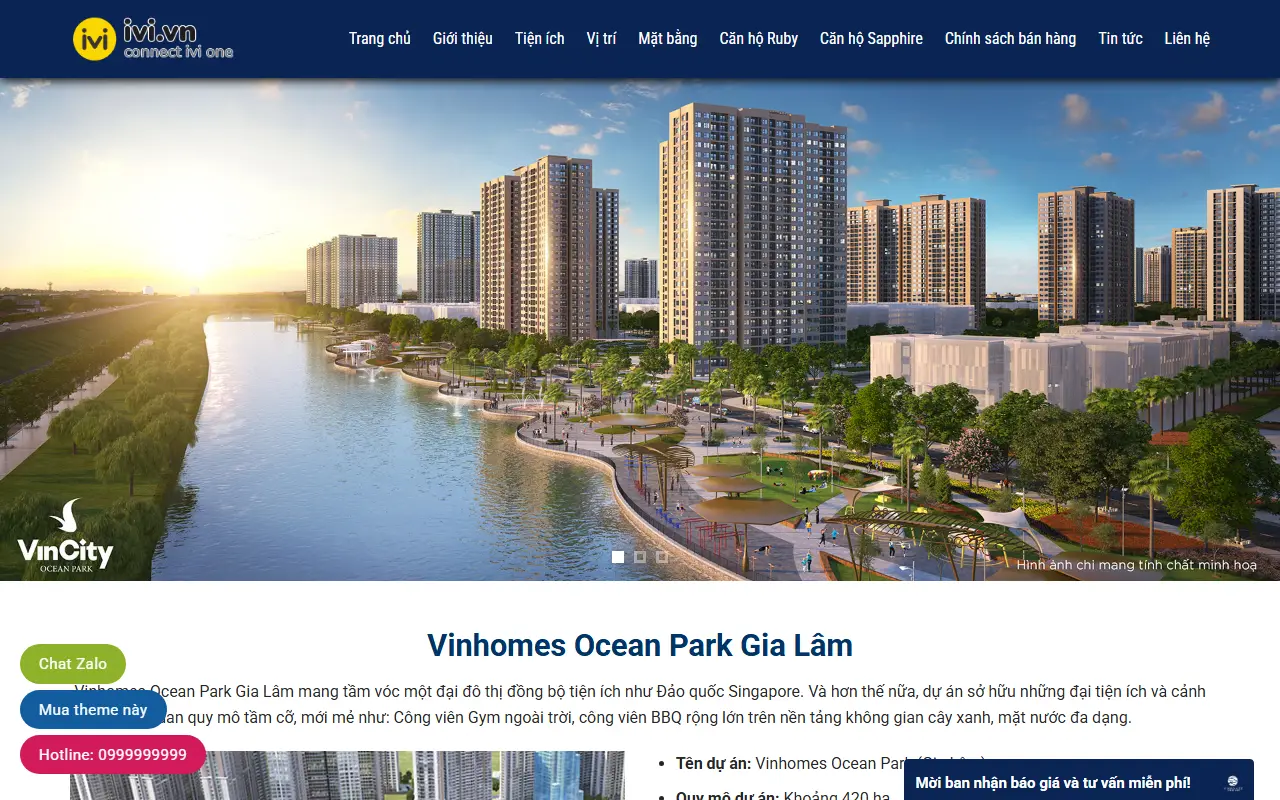 Mẫu website Mẫu web Bất động sản – IVI – Chuyên viên tư vấn biệt thư, liền kề chung cư Vincity và BĐS nghỉ dưỡng