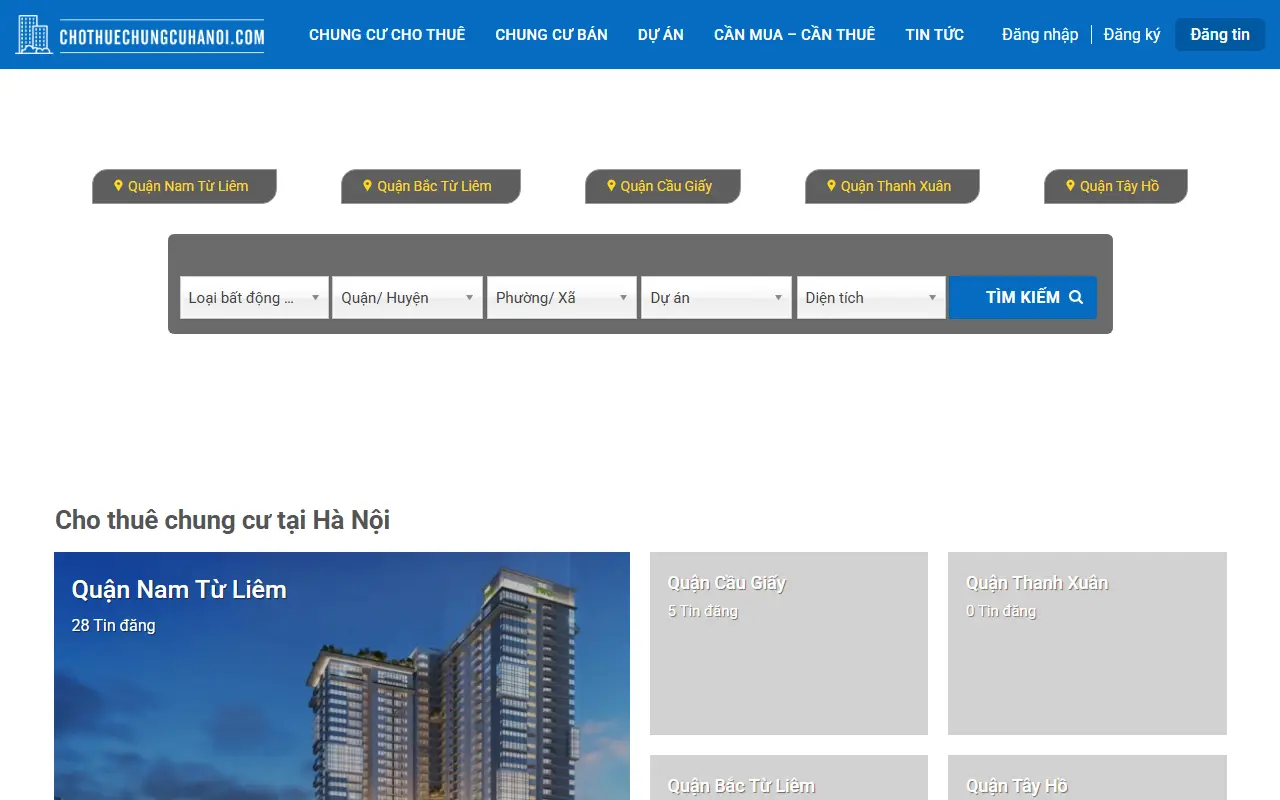 Mẫu website Cho thuê chung cư Hà Nội