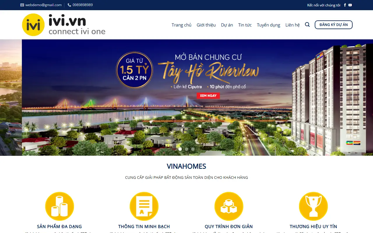 Ảnh trang chủ mẫu website bất động sản bds9.ivi.vn
