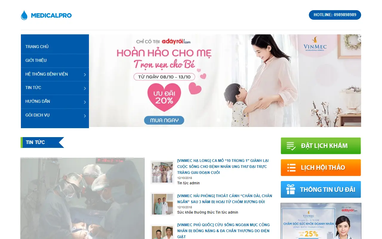 Mẫu website Mẫu web bệnh viện – phòng khám đa khoa