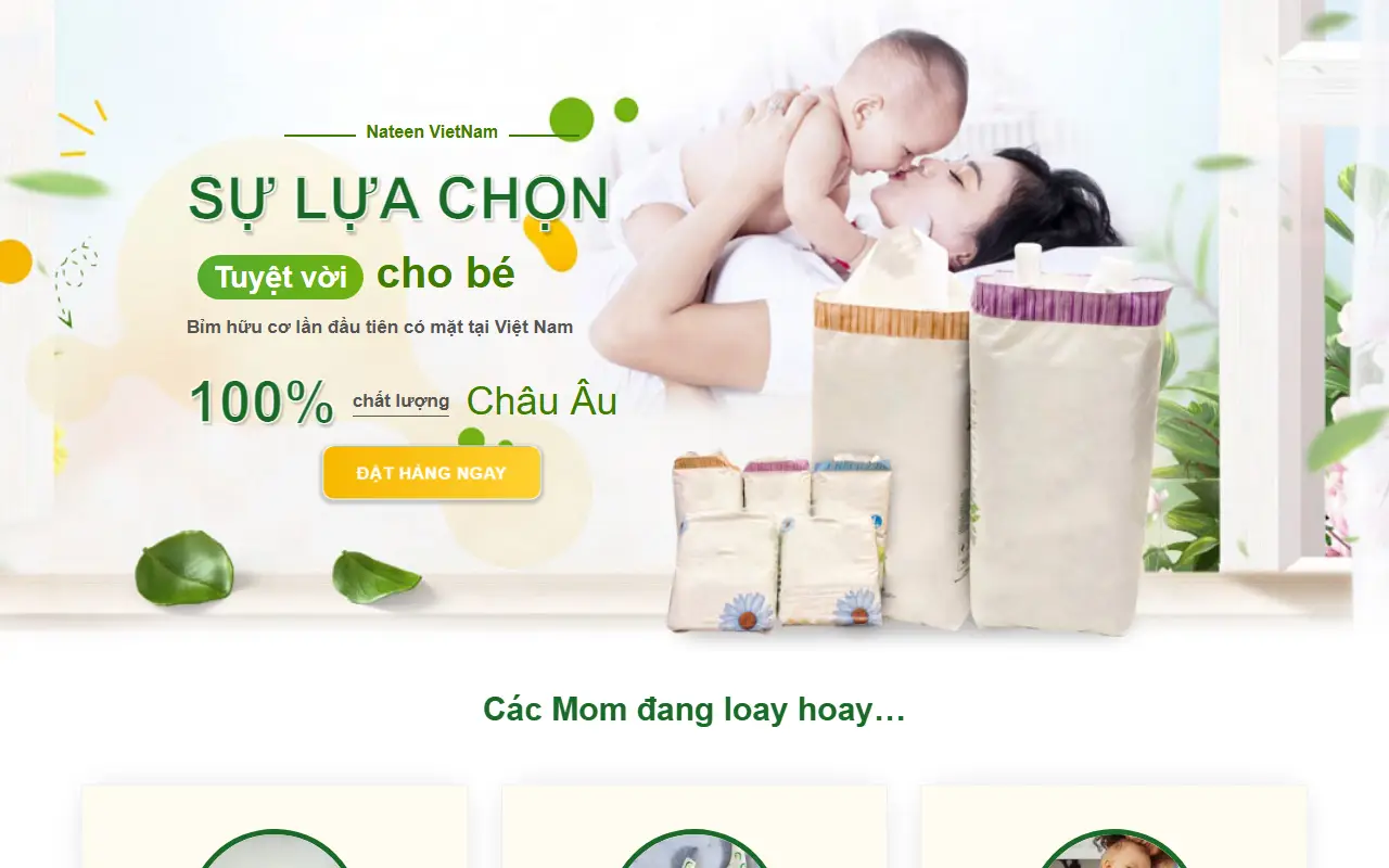 Mẫu website Bỉm sữa Mẹ và Bé
