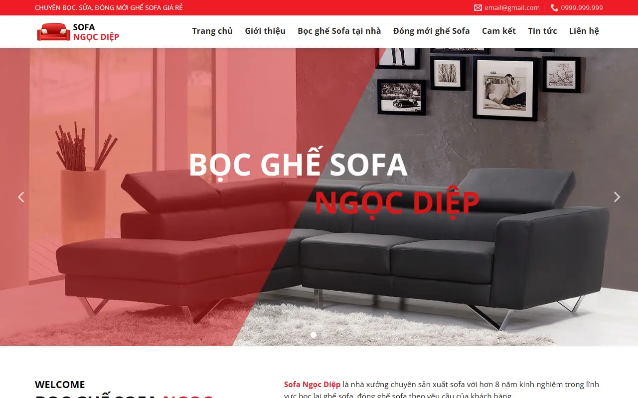 Mẫu website Bọc ghế & Nệm