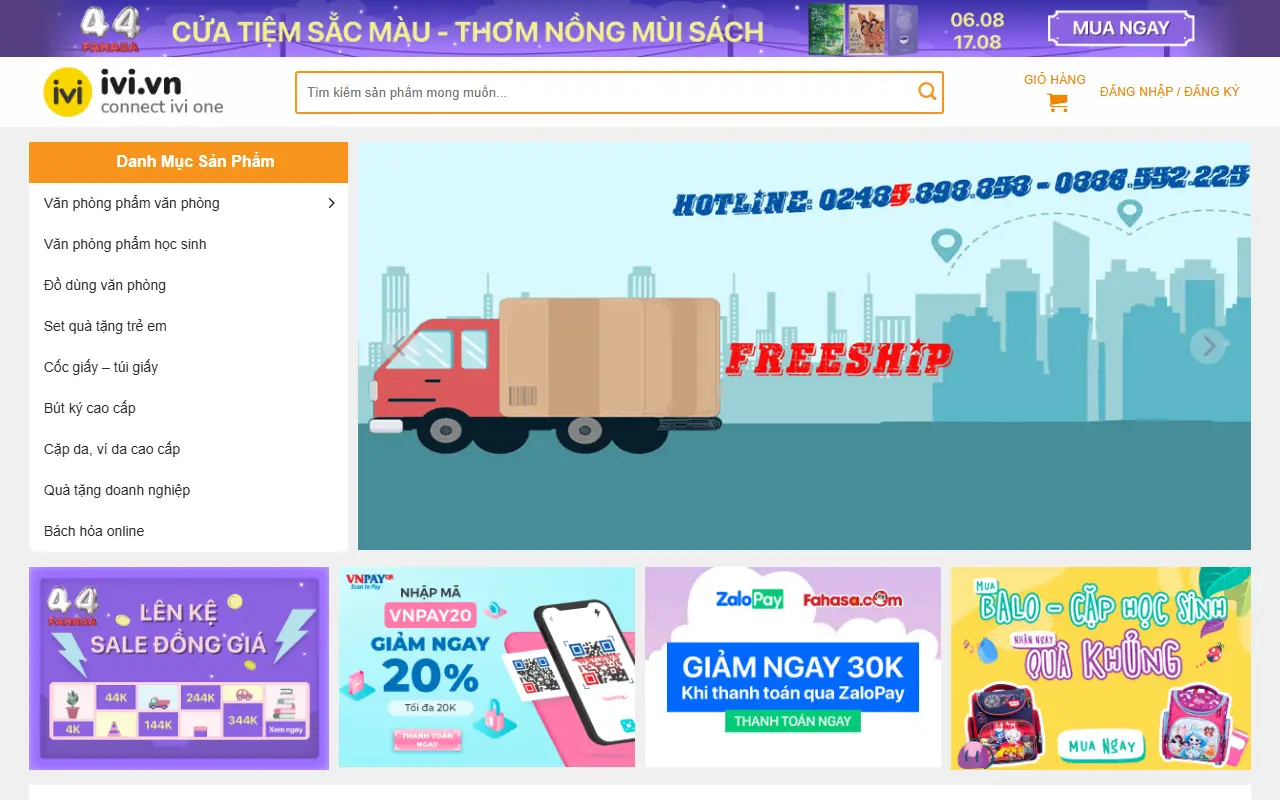 Mẫu website Nhà sách – Sách và văn phòng phẩm