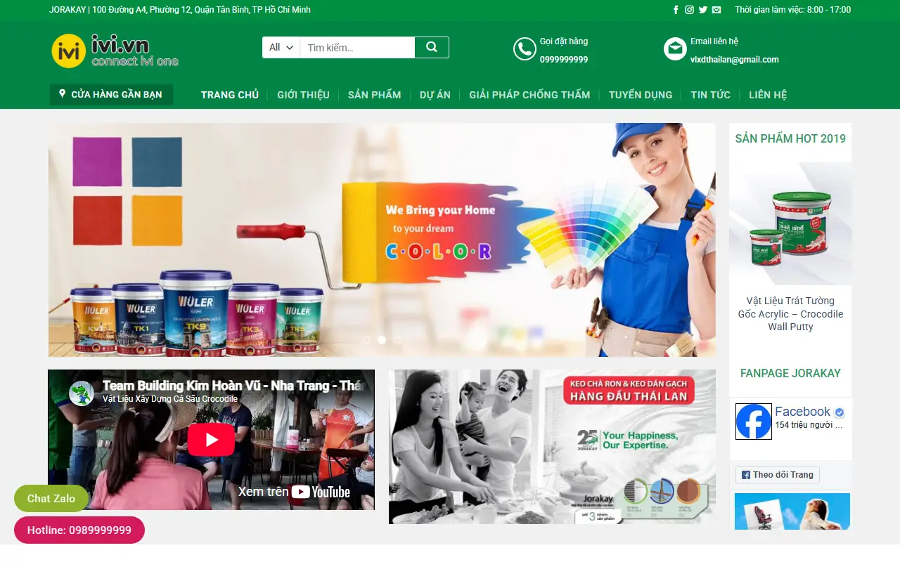 Ảnh trang chủ mẫu website vật liệu xây dựng botson.ivi.vn