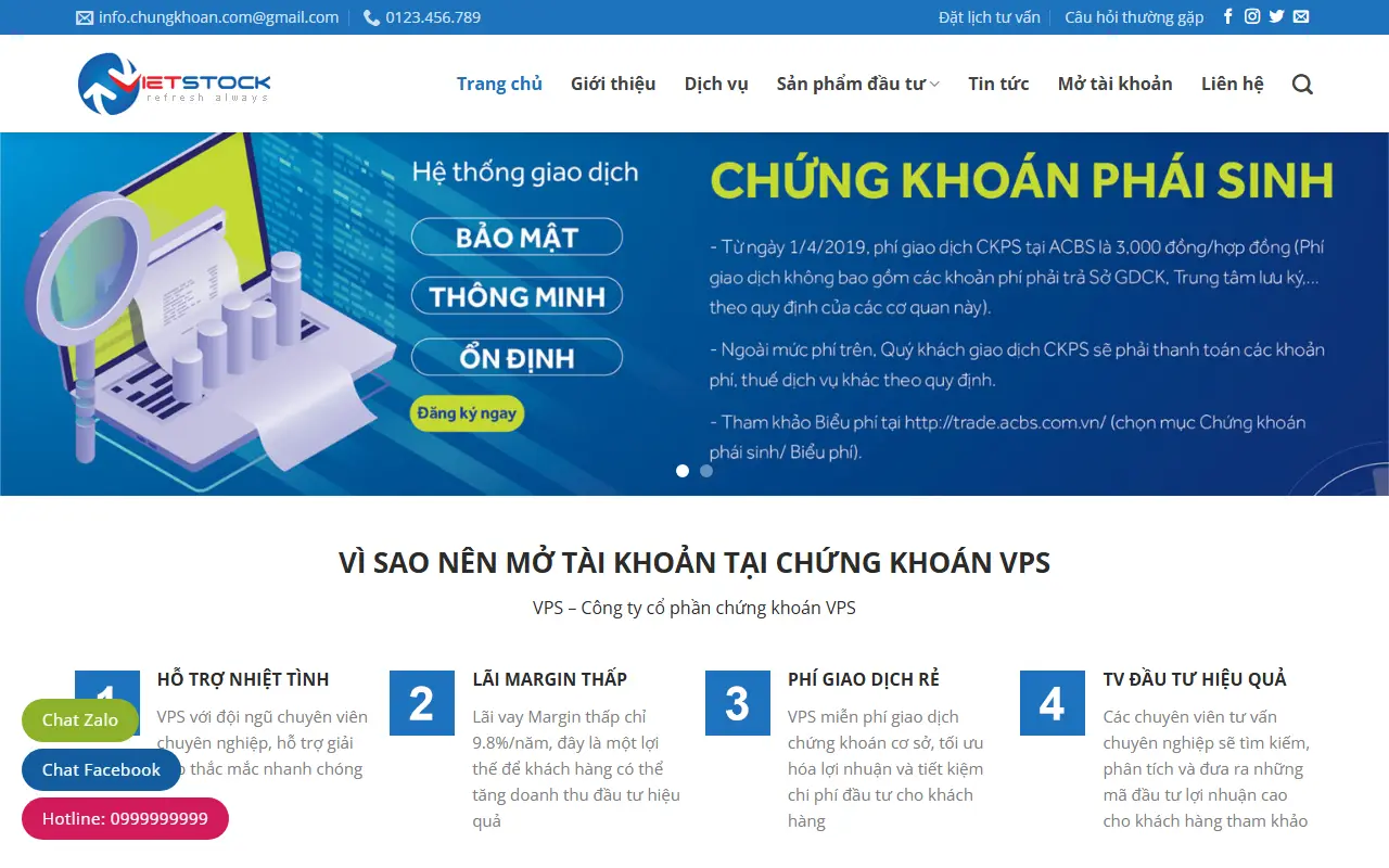Mẫu website Mẫu website công ty chứng khoán