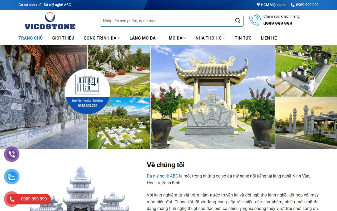 Mẫu website Demo Xưỡng Đá Mỹ Nghệ