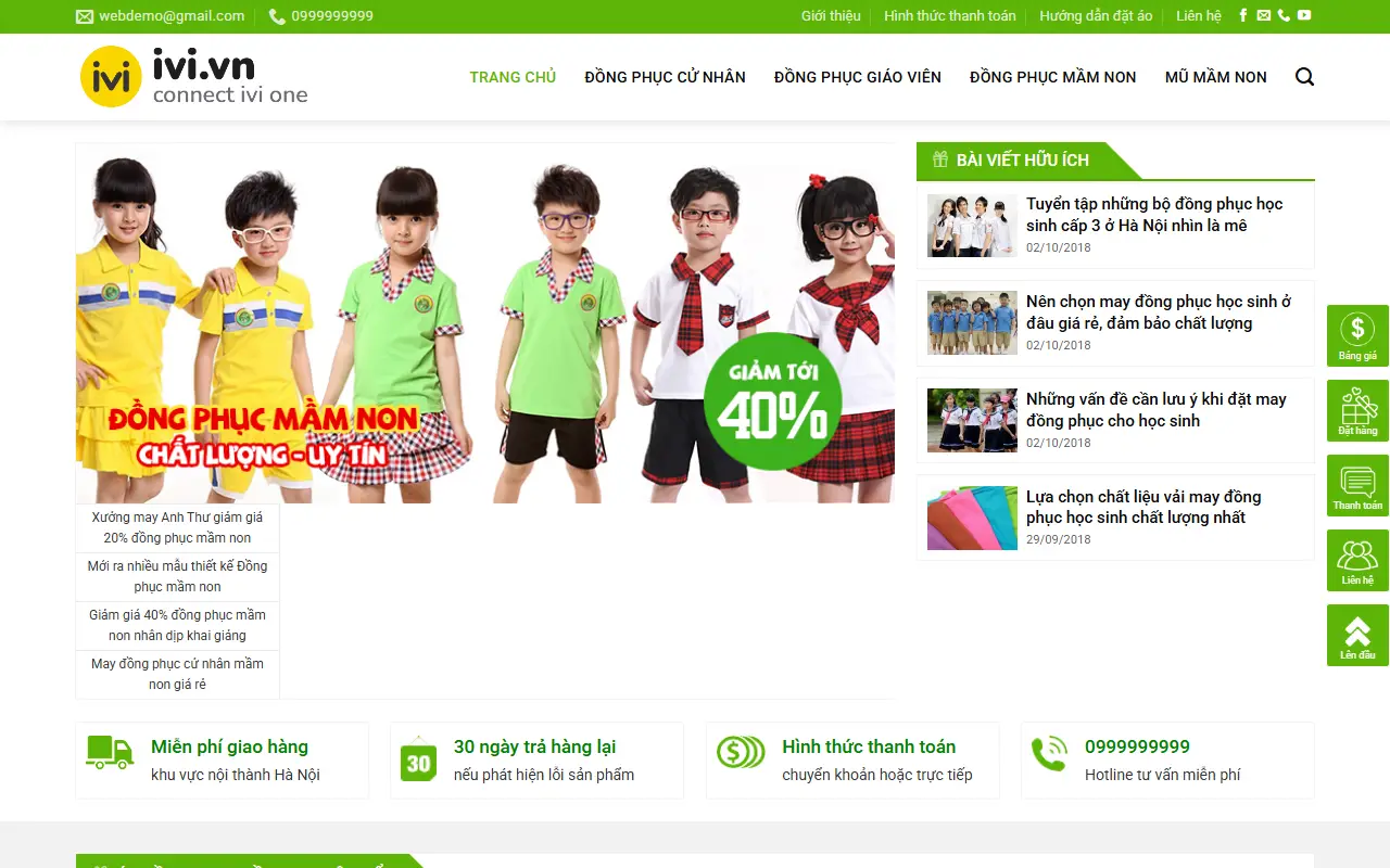 Ảnh trang chủ mẫu website thời trang dongphuc.ivi.vn