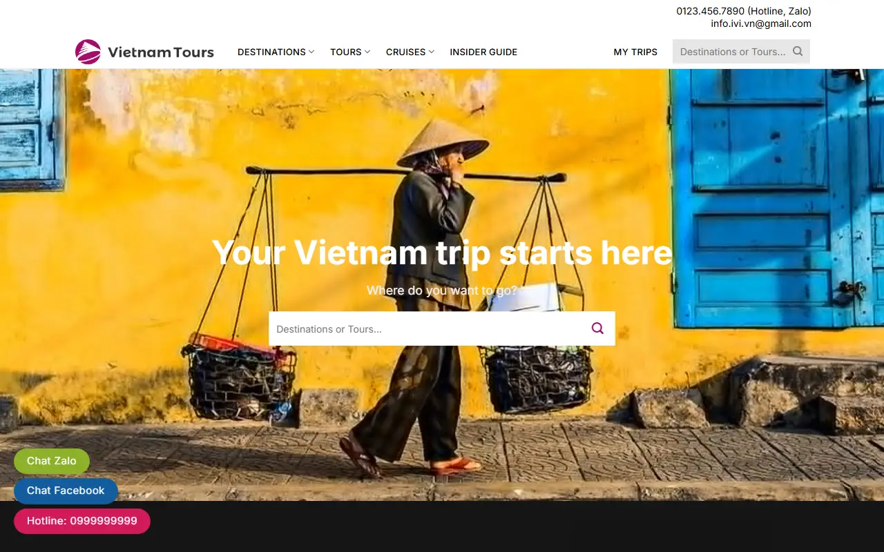 Ảnh trang chủ mẫu website du lịch & tour dulich.ivi.vn
