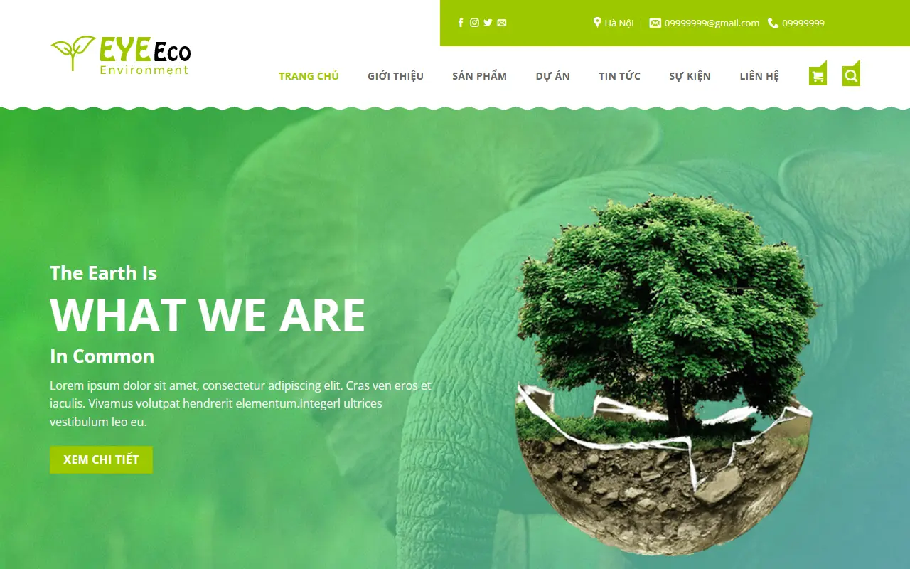 Ảnh trang chủ mẫu website môi trường & phế liệu eco.ivi.vn