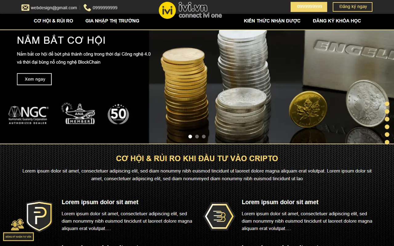 Ảnh trang chủ mẫu website khoá học online edu2.ivi.vn