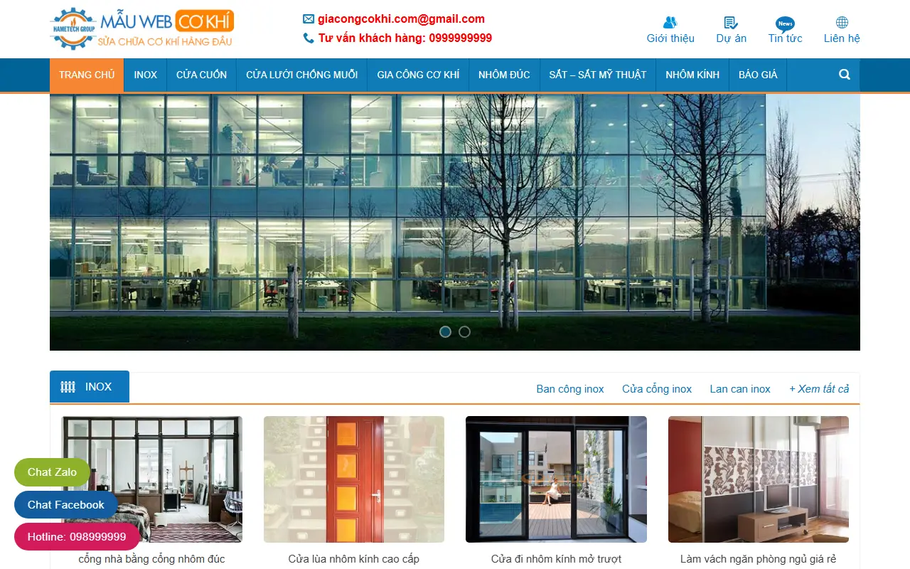 Mẫu website Gia công cơ khí