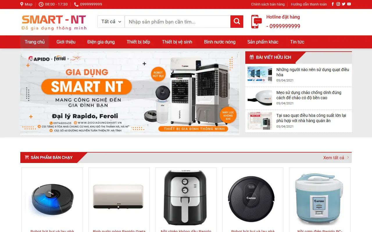 Mẫu website Đồ gia dụng Smart