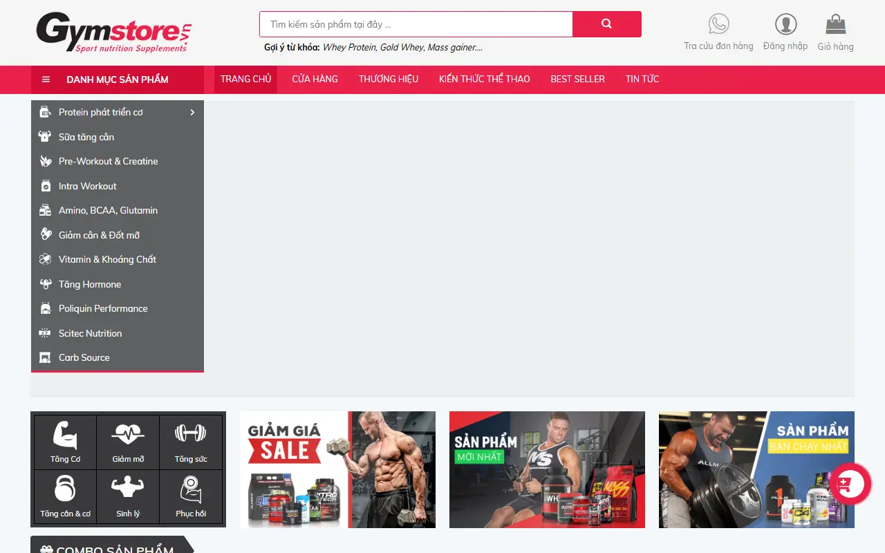 Mẫu website GYM Store – Phòng tập và huấn luyện cá nhân