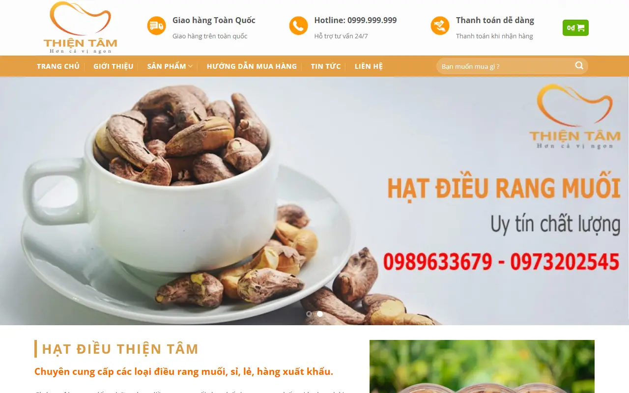 Mẫu website Hạt điều & Nông sản