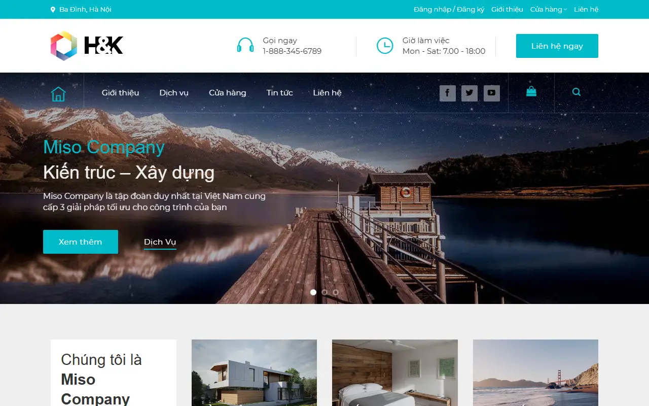 Ảnh trang chủ mẫu website xây dựng & sửa nhà hnk.ivi.vn
