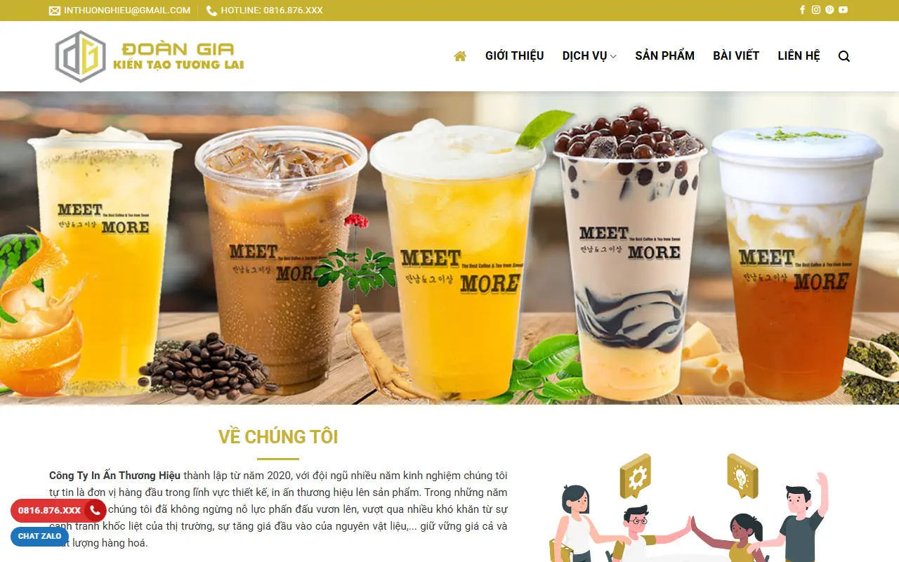 Mẫu website Công Ty In Ấn Thương Hiệu tại Quảng Bình