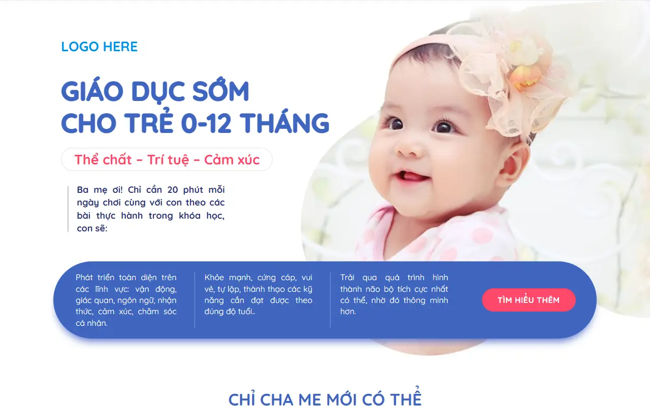 Mẫu website Khóa học cho bé