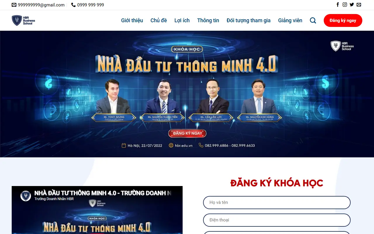 Mẫu website Mẫu web bán khóa học đầu tư – Khóa học trực tuyến