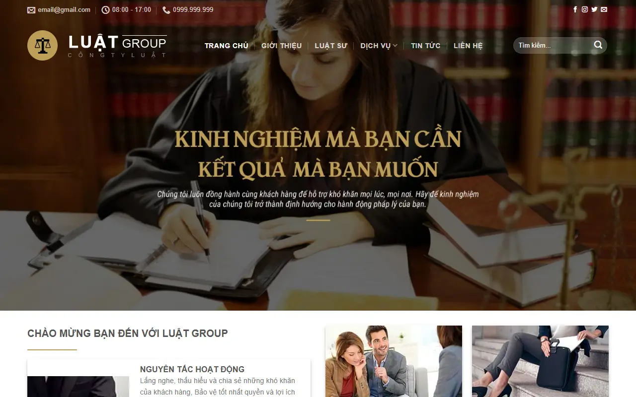 Ảnh trang chủ mẫu website luật & kế toán luatsu2.ivi.vn