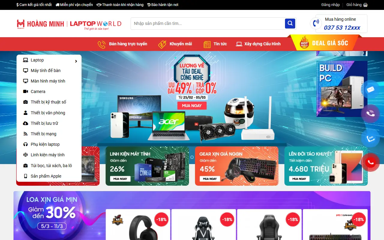 Ảnh trang chủ mẫu website máy tính & laptop maytinh3.ivi.vn