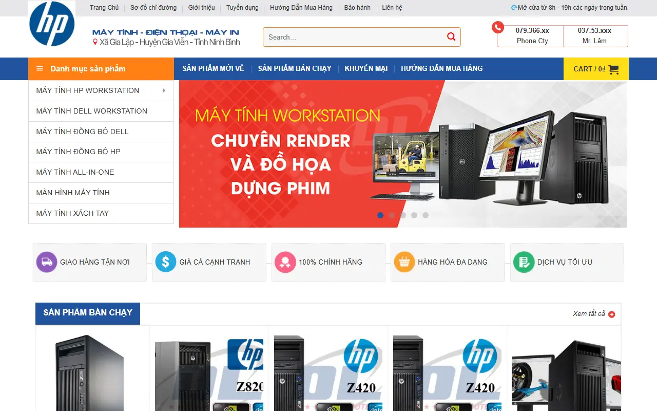 Mẫu website Trang Chủ - Máy tính & Laptop