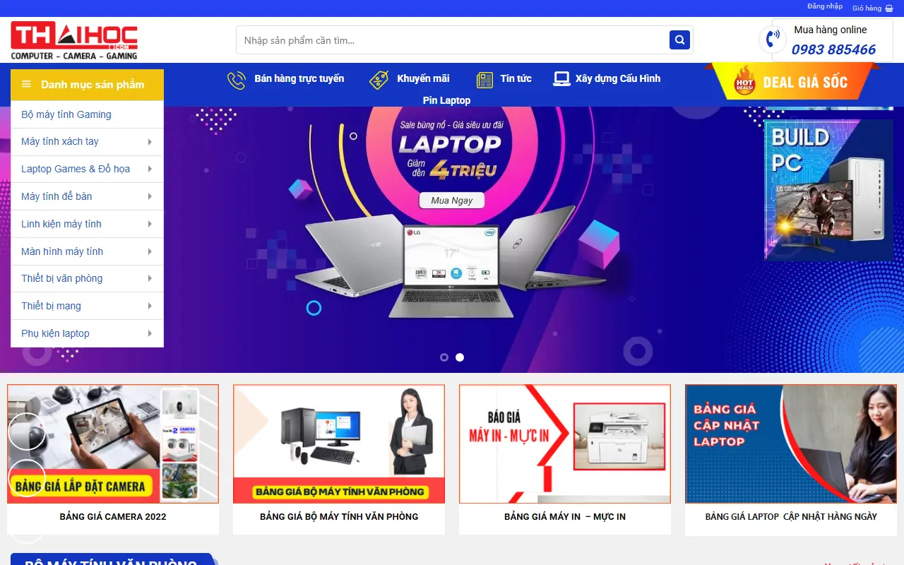 Mẫu website Siêu Thị Máy Tính, Laptop Chính Hãng tại Ninh Bình