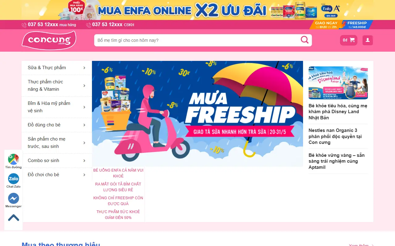 Ảnh trang chủ mẫu website mẹ và bé mevabe2.ivi.vn