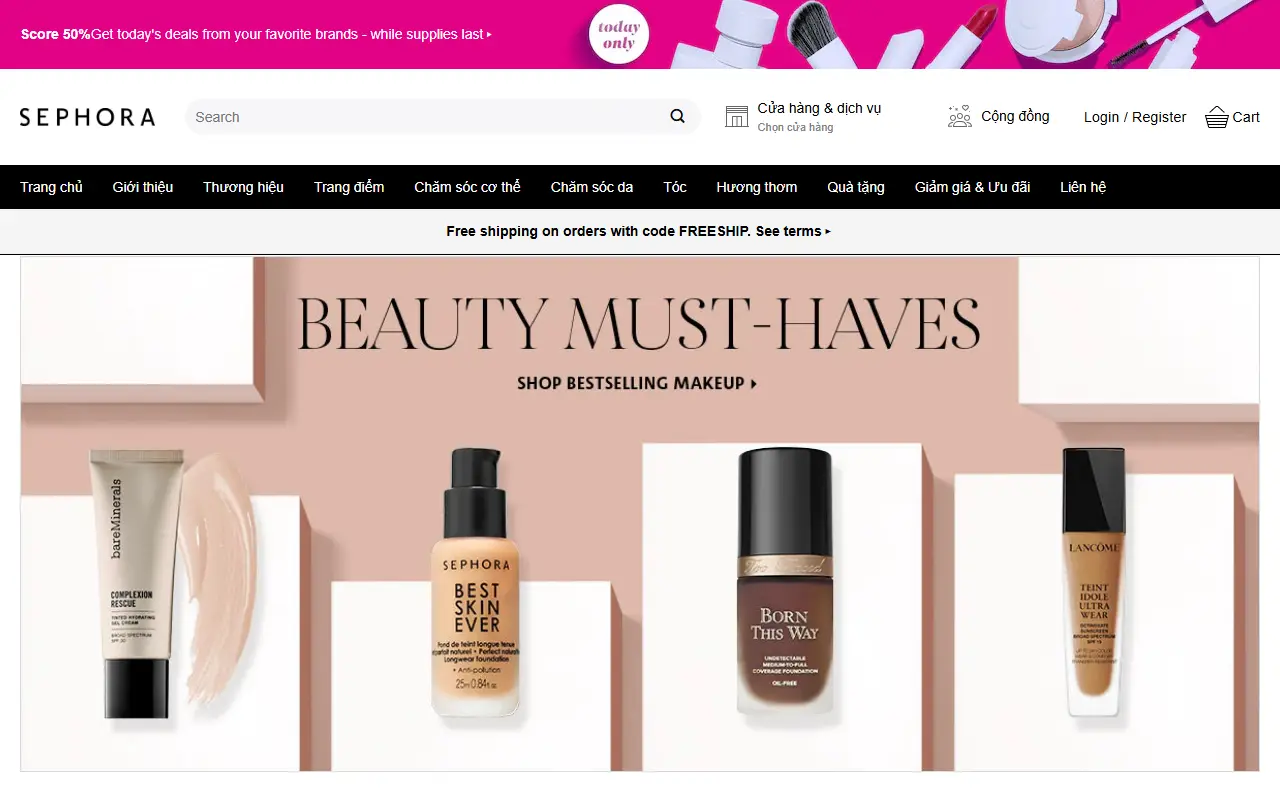 Mẫu website Mẫu web bán mỹ phẩm