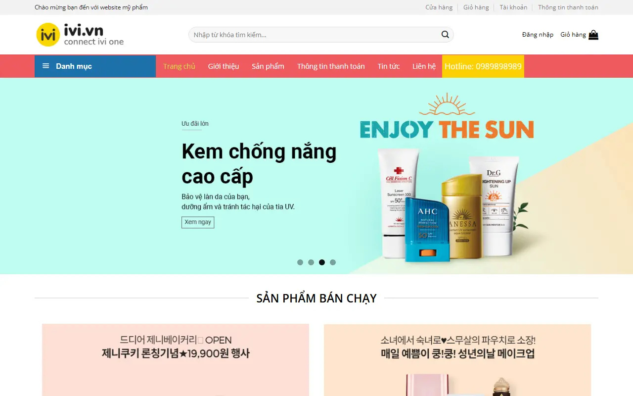 Ảnh trang chủ mẫu website mỹ phẩm mypham4.ivi.vn