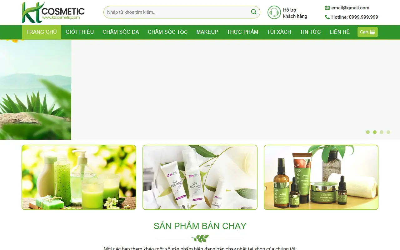 Ảnh trang chủ mẫu website mỹ phẩm mypham6.ivi.vn