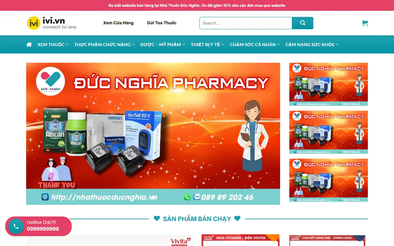 Mẫu website Nhà Thuốc Đức Nghĩa