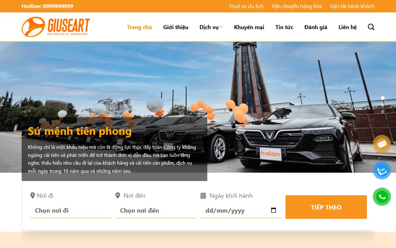 Mẫu website Mẫu web nhà xe