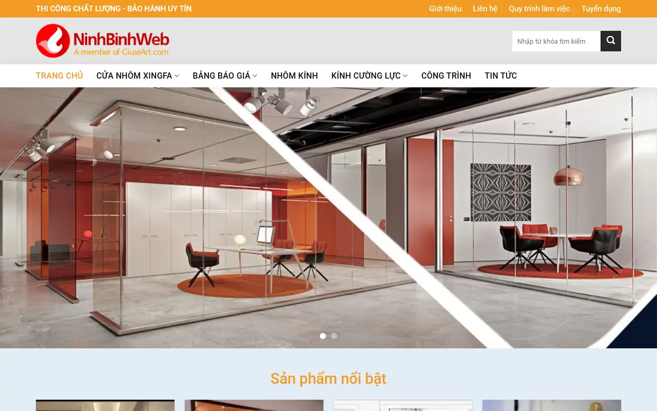Mẫu website Mẫu web nhôm kính – Cửa nhôm, cửa kính, vách ngăn