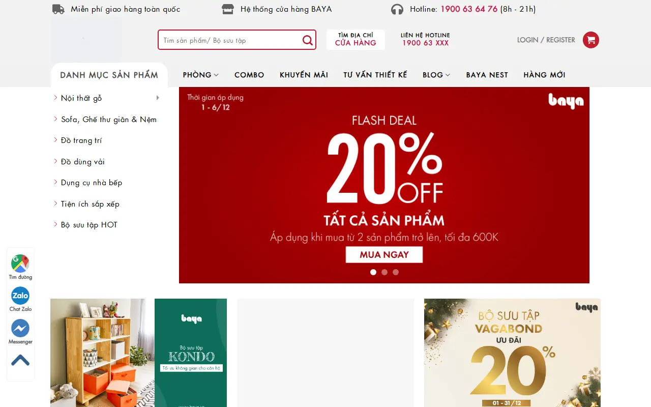 Ảnh trang chủ mẫu website nội thất noithat24.ivi.vn