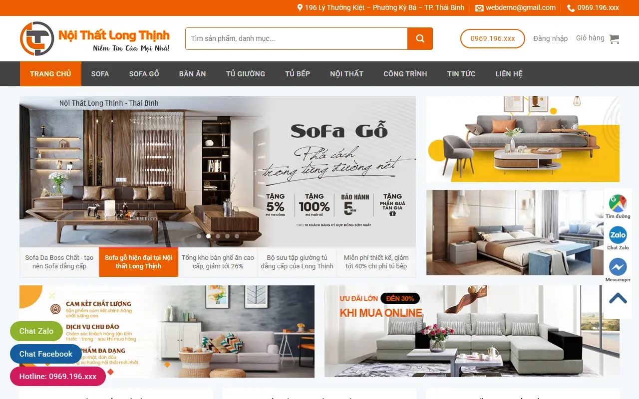Mẫu website Nội thất Long Thịnh