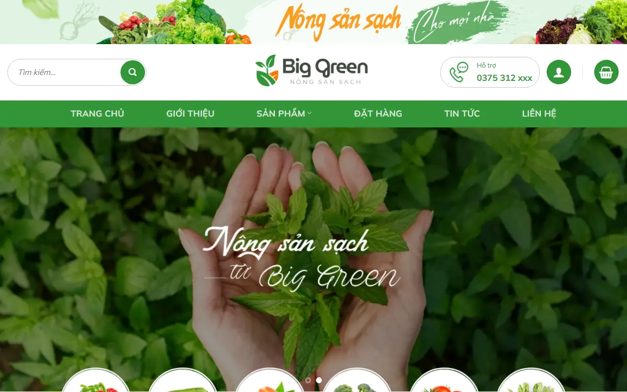 Mẫu website Big Green – Mẫu thiết kế website bán thực phẩm
