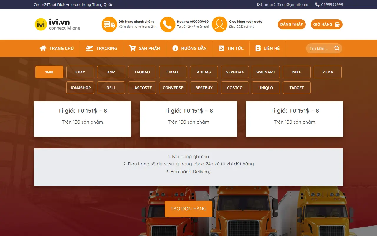 Mẫu website Đặt hàng quốc tế