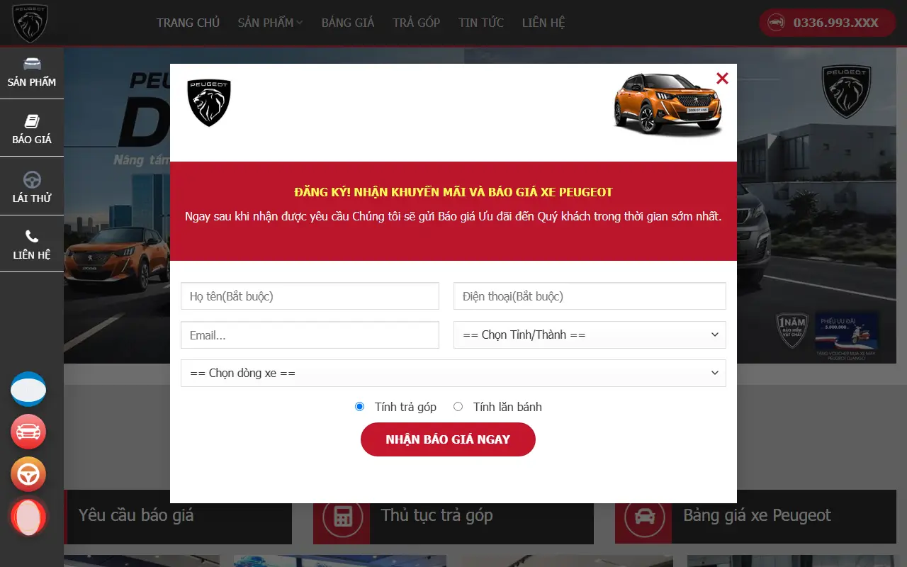 Mẫu website Peugeot #1
