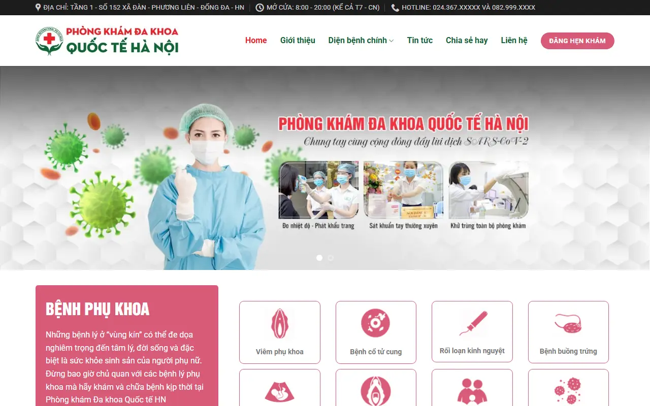 Ảnh trang chủ mẫu website phòng khám & bệnh viện phongkham2.ivi.vn