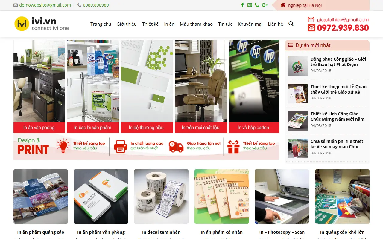 Mẫu web dịch vụ in ấn – quà tặng