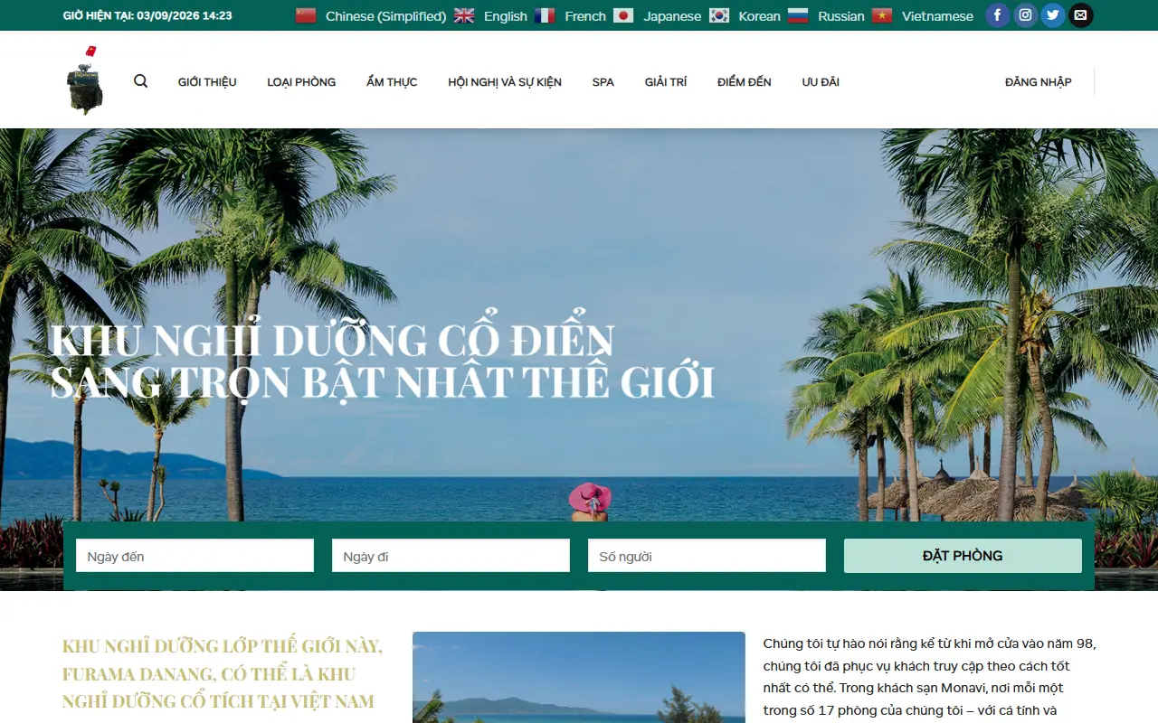 Mẫu website Khu nghỉ dưỡng cao cấp