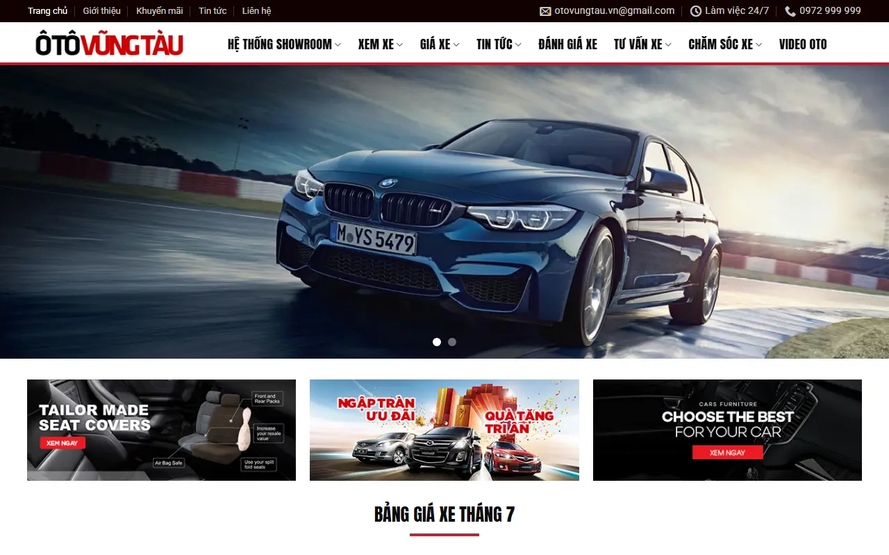 Mẫu website Trang chuyên review ,giới thiệu các dòng oto tại vũng tàu 247